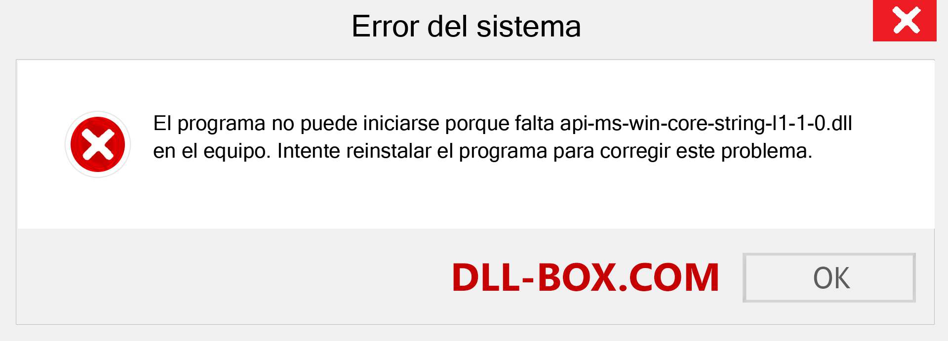 ¿Falta el archivo api-ms-win-core-string-l1-1-0.dll ?. Descargar para Windows 7, 8, 10 - Corregir api-ms-win-core-string-l1-1-0 dll Missing Error en Windows, fotos, imágenes